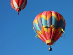 Under construction factory balloons in the village of Banya